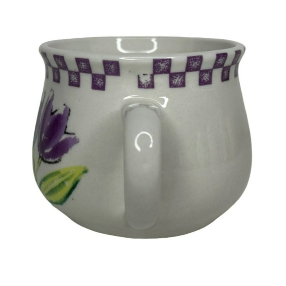 Purple Flowers Coffee Mug Tea Cup Classic Ceramic 3.45” Tall - Picture 3 of 7
